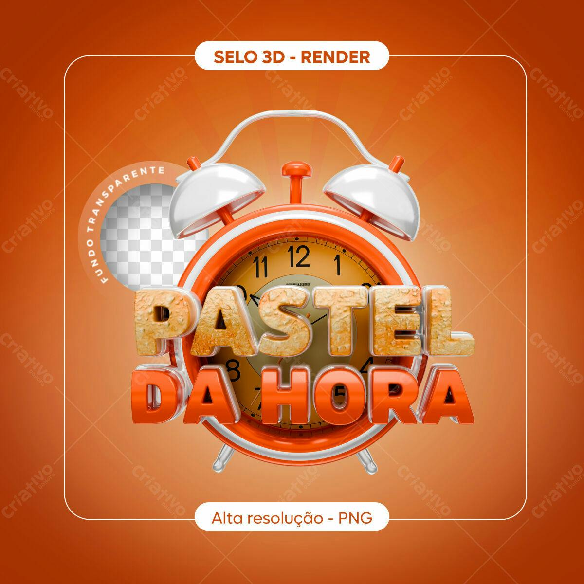 Selo 3D promocional laranja e branco