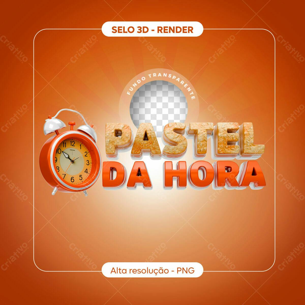 Selo 3D promocional laranja e dourado