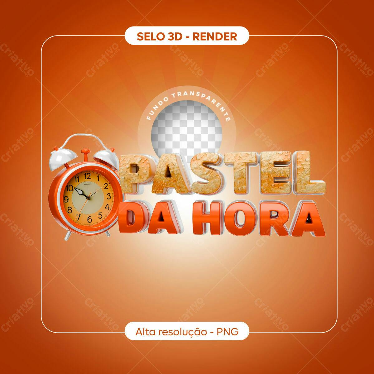 Selo 3D Promocional Laranja e Dourado