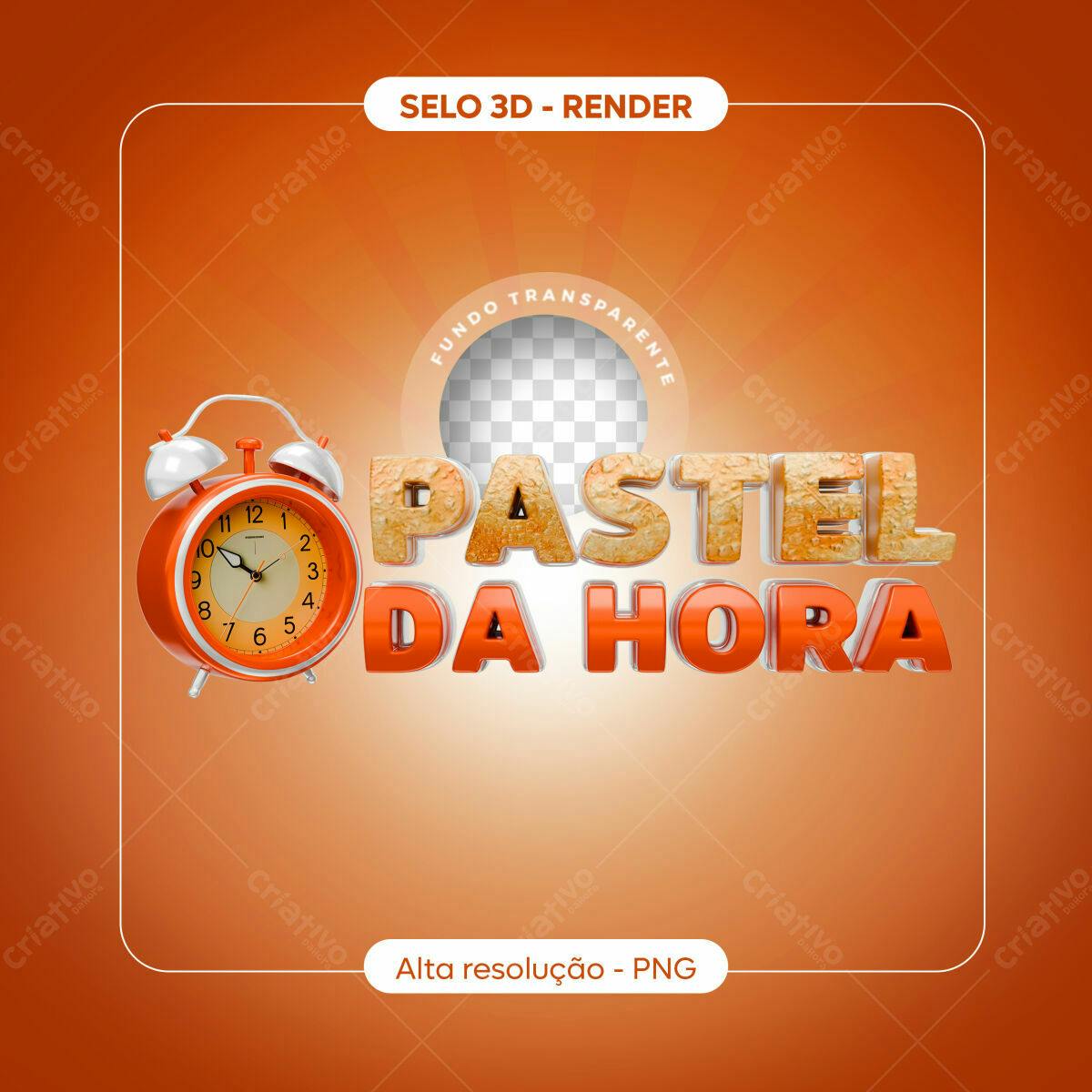 Selo 3D promocional laranja e dourado
