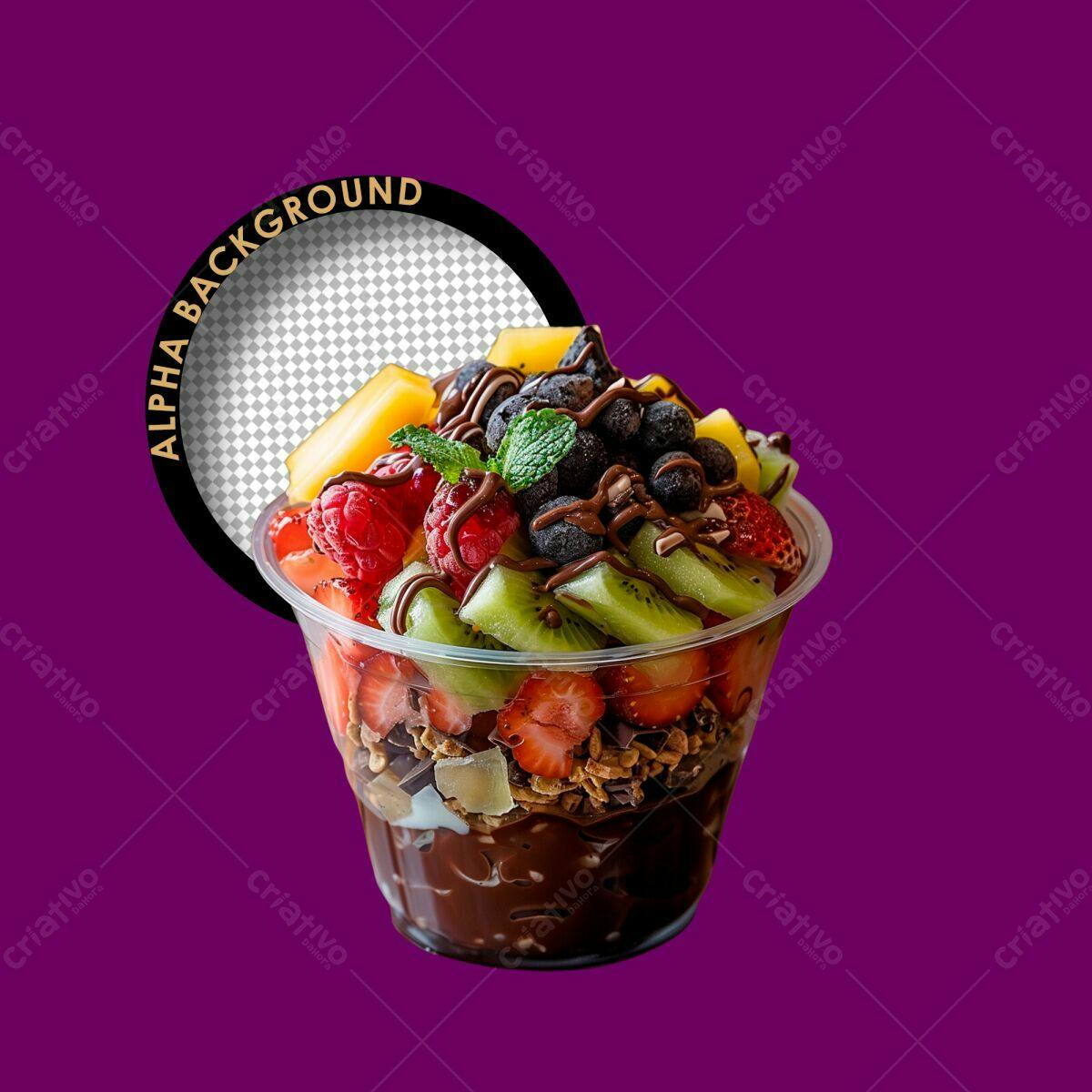 Mockup PSD para Sobremesa de Frutas com Chocolate Editável