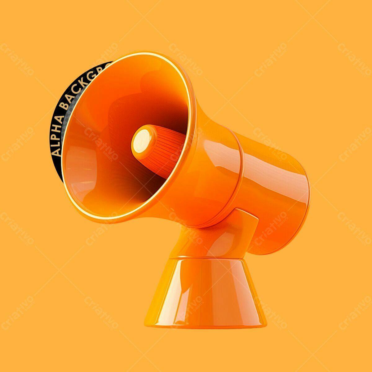 Megafone Laranja para Anúncios PSD Editável