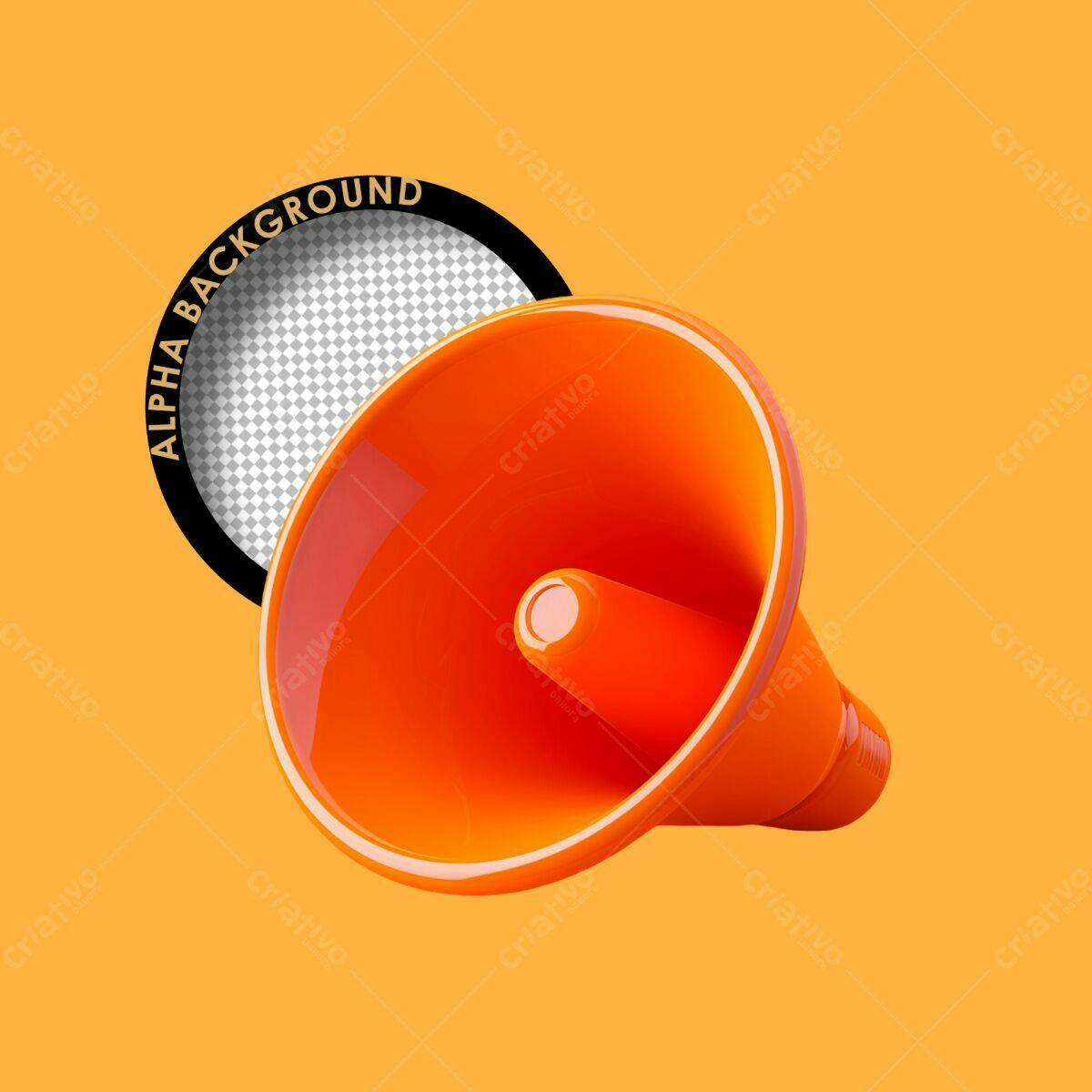 PSD Megaphone com Alpha Background Laranja para Anúncios PSD Editável