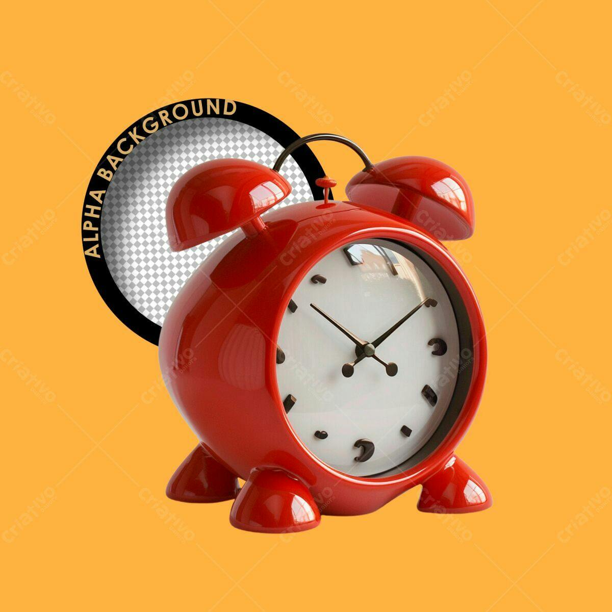Mockup Relógio Despertador Vermelho PSD Editável