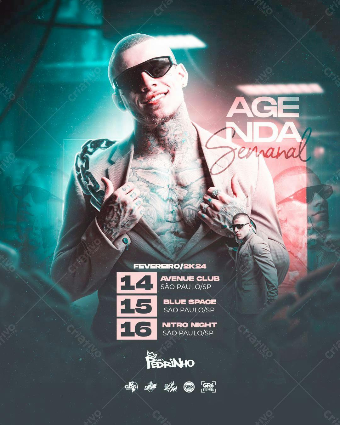 Flyer Agenda Semanal do Mc Pedrinho PSD Editável