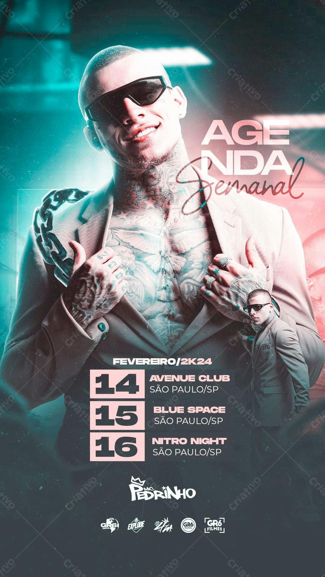 Flyer Agenda Semanal MC Pedrinho PSD Editável