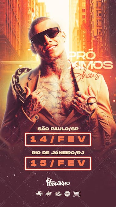 Flyer story mc pedrinho próximos shows