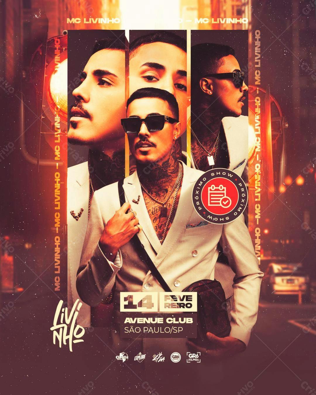 Flyer Show MC Livinho Avenue Club PSD Editável