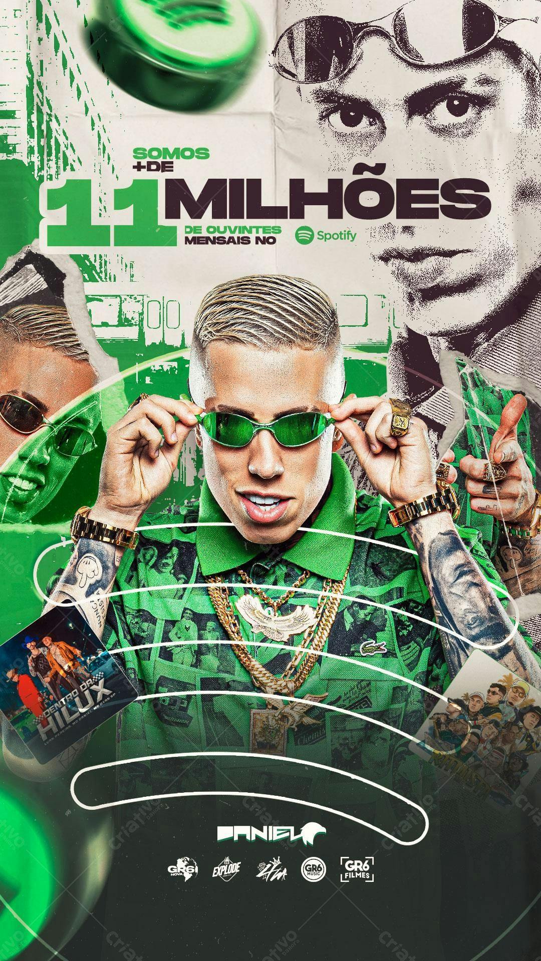 Poster Musical 11 Milhões de Ouvintes Spotify PSD Editável