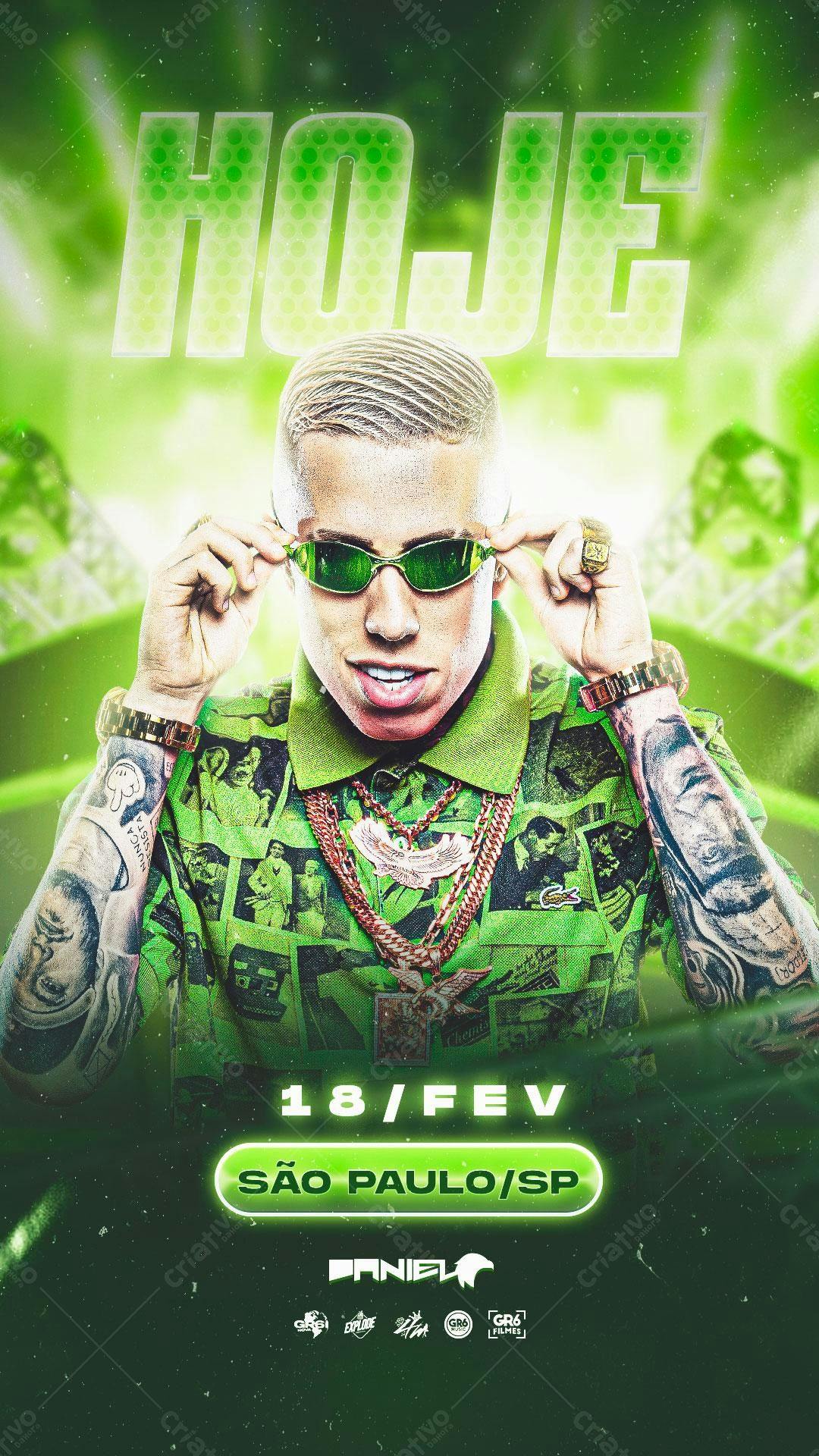 Flyer para Show do Mc Daniel em São Paulo PSD Editável