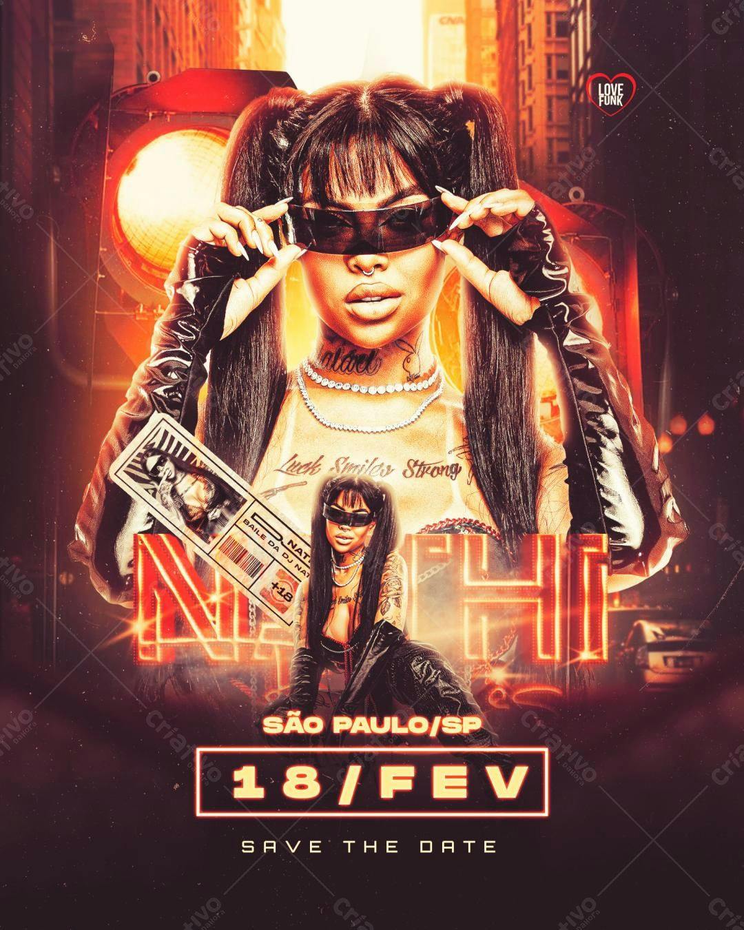 Flyer para Evento Musical com Mc Nat PSD Editável