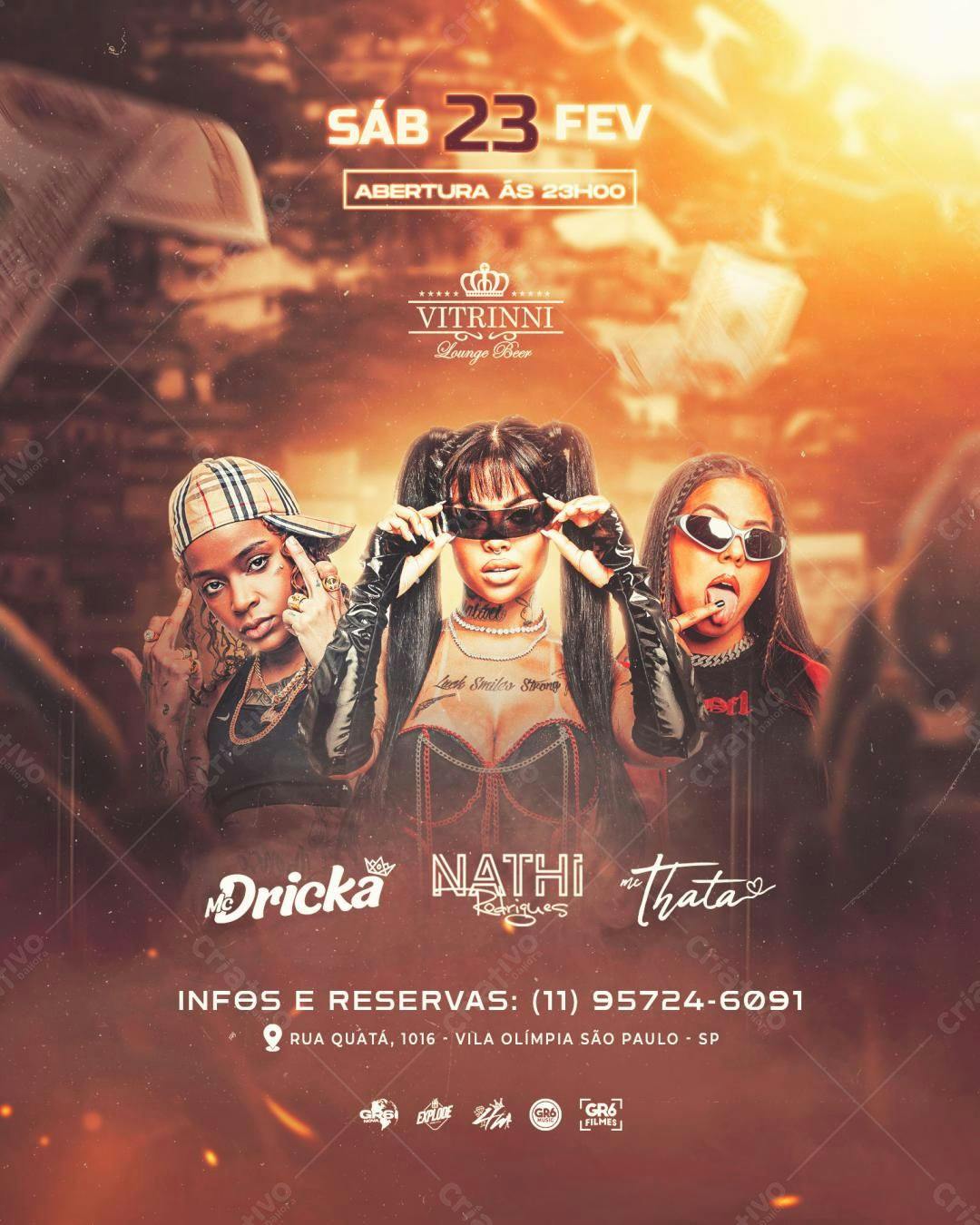 Flyer Festa Mc Dricka, Nathi e Thata PSD Editável
