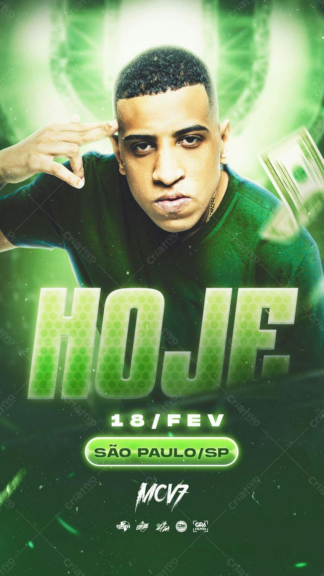 Flyer para Evento Musical MCv7 em São Paulo PSD Editável