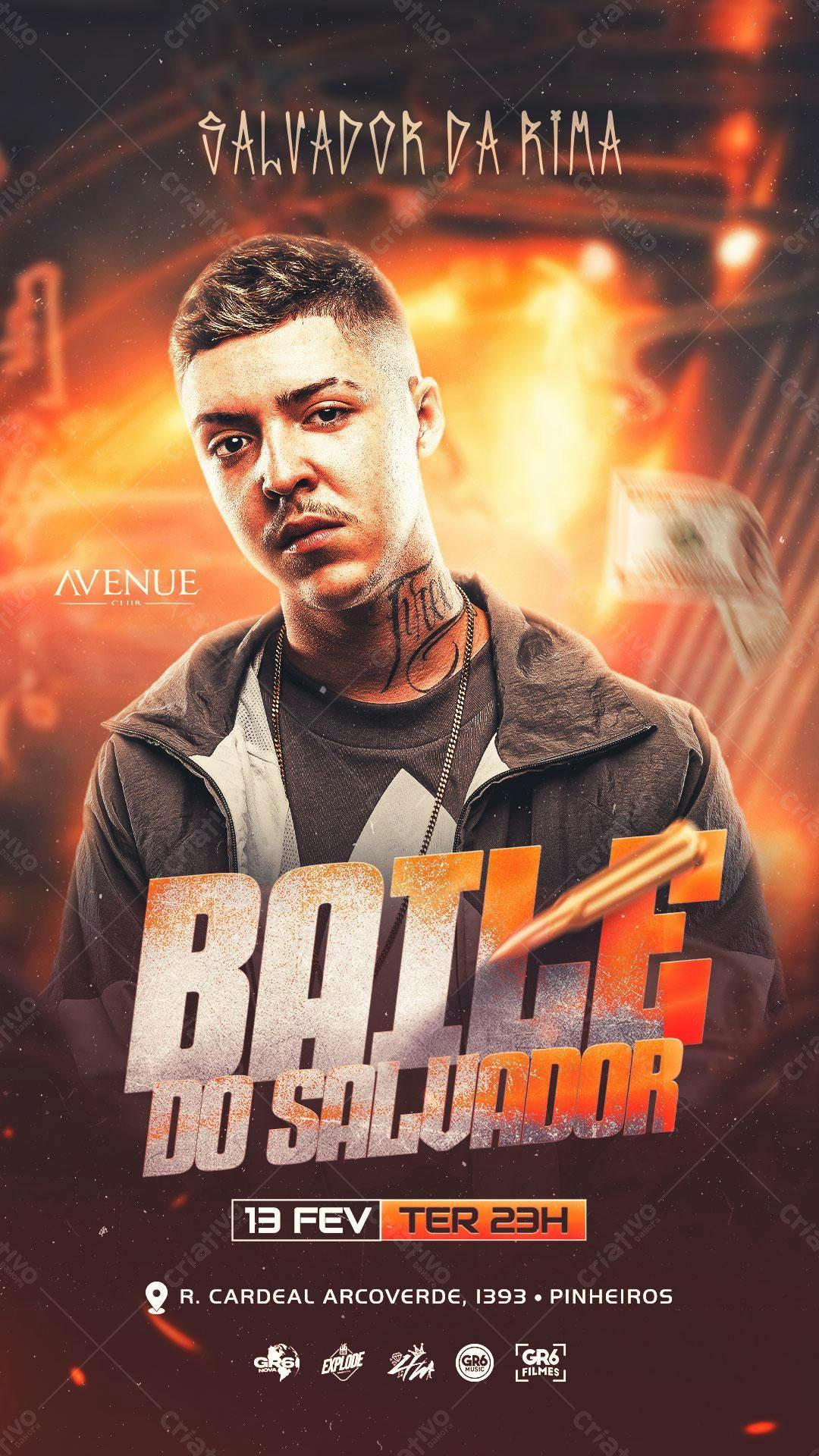 Flyer para Evento Musical com Salvador da Rima PSD Editável