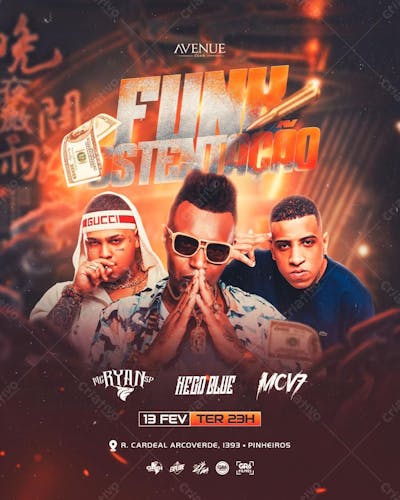 Flyer Feed Funk Ostenteção Mc Ryan Mc Nego Blue Mc V7