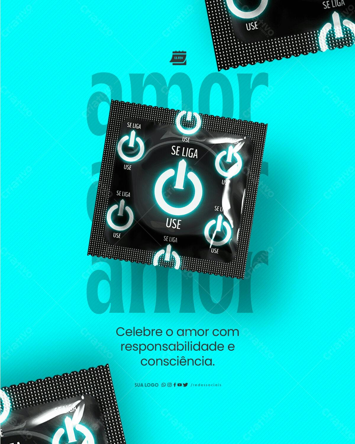 Embalagem de Camisinha para Campanha de Conscientização PSD Editável