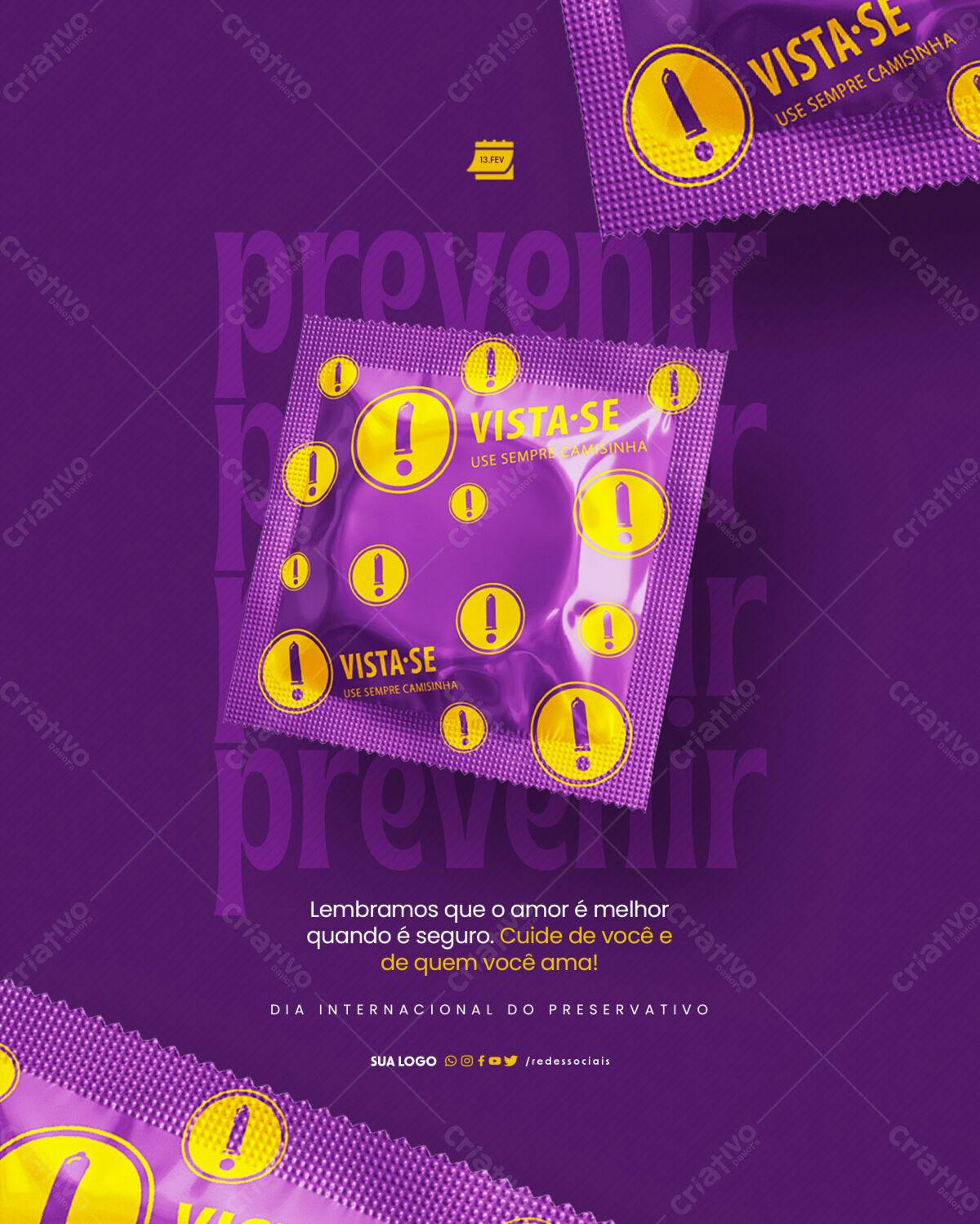Post para Dia Internacional do Preservativo PSD Editável