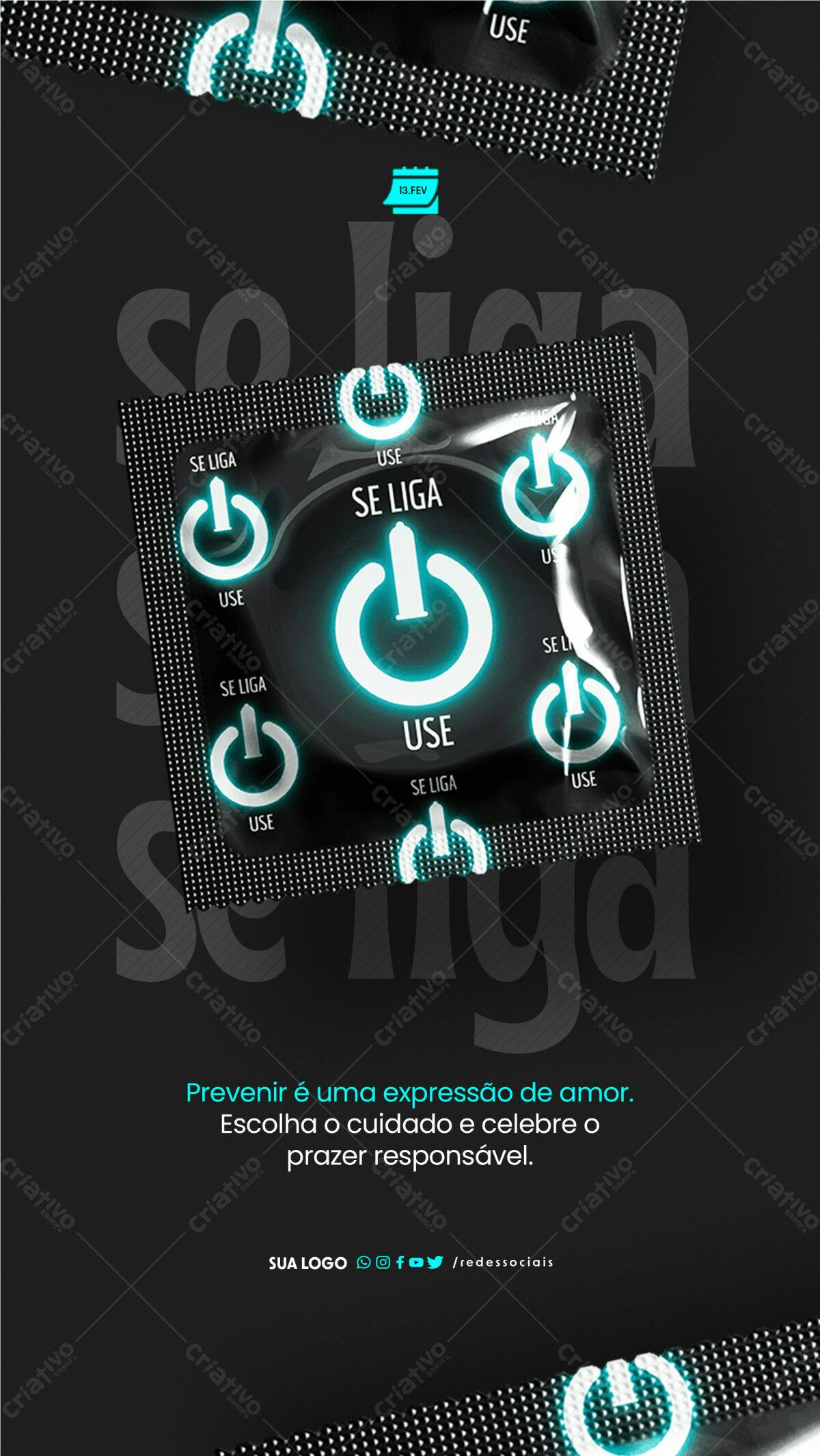 Embalagem de Camisinha para Campanha de Prevenção PSD Editável