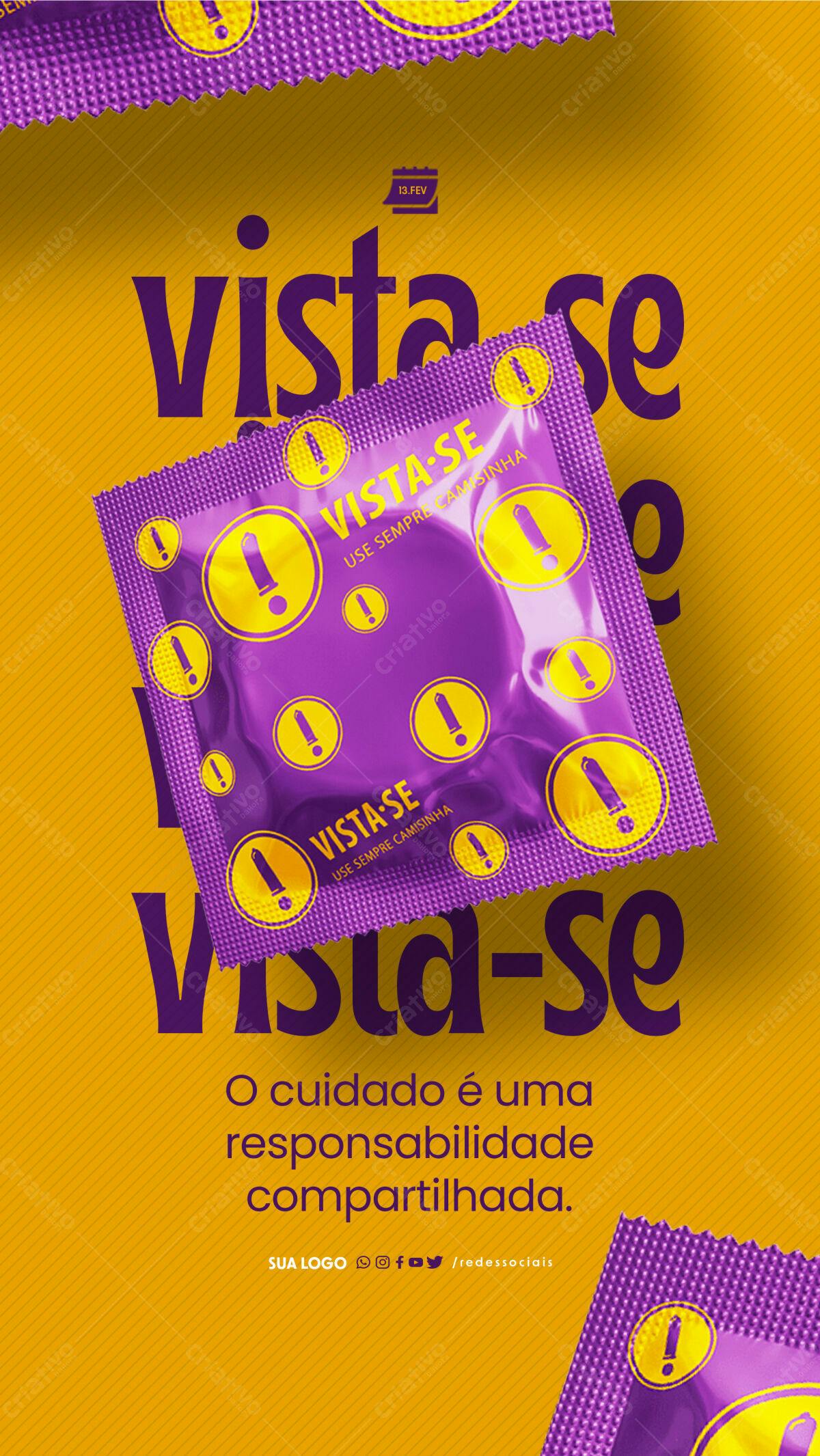 Flyer Prevenção Sexual com Camisinha PSD Editável