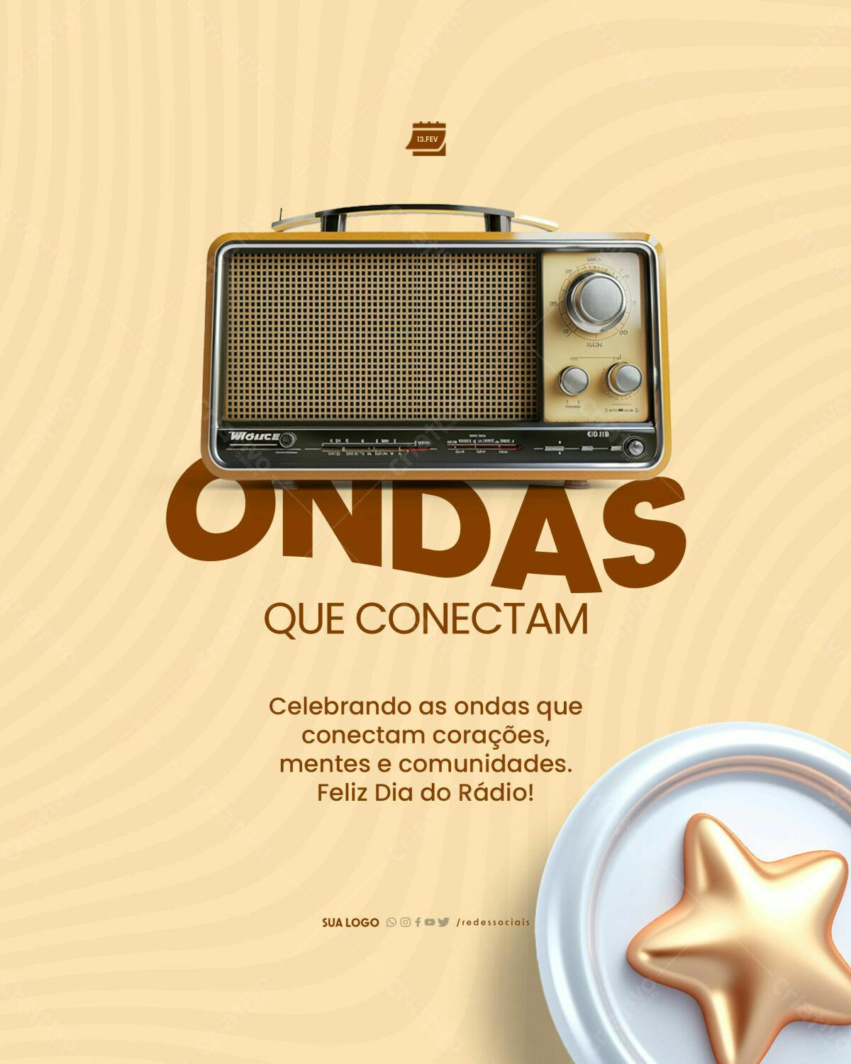 Flyer Dia do Rádio PSD Editável
