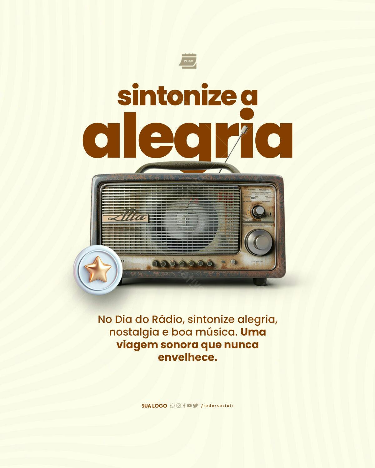 Flyer para o Dia do Rádio PSD Editável