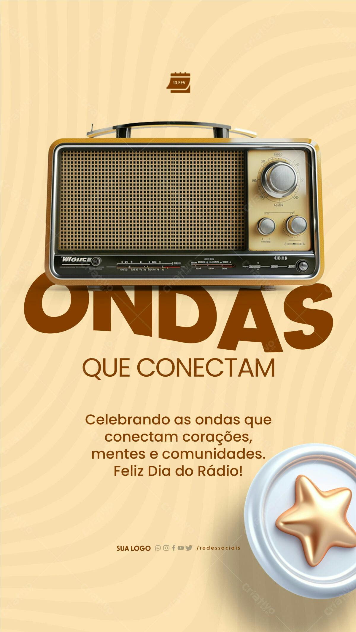 Flyer Dia do Rádio PSD Editável