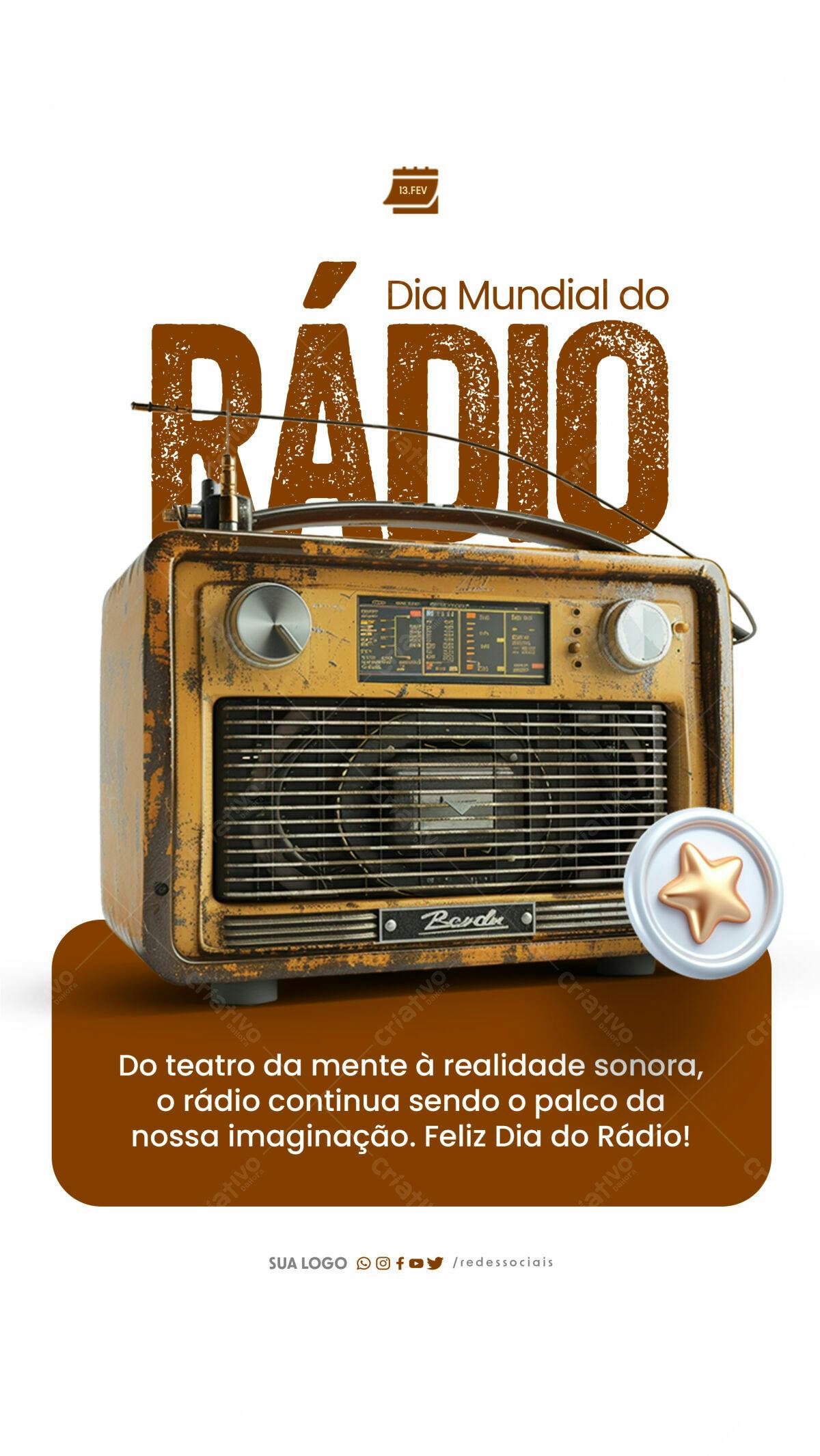 Flyer Dia Mundial do Rádio PSD Editável