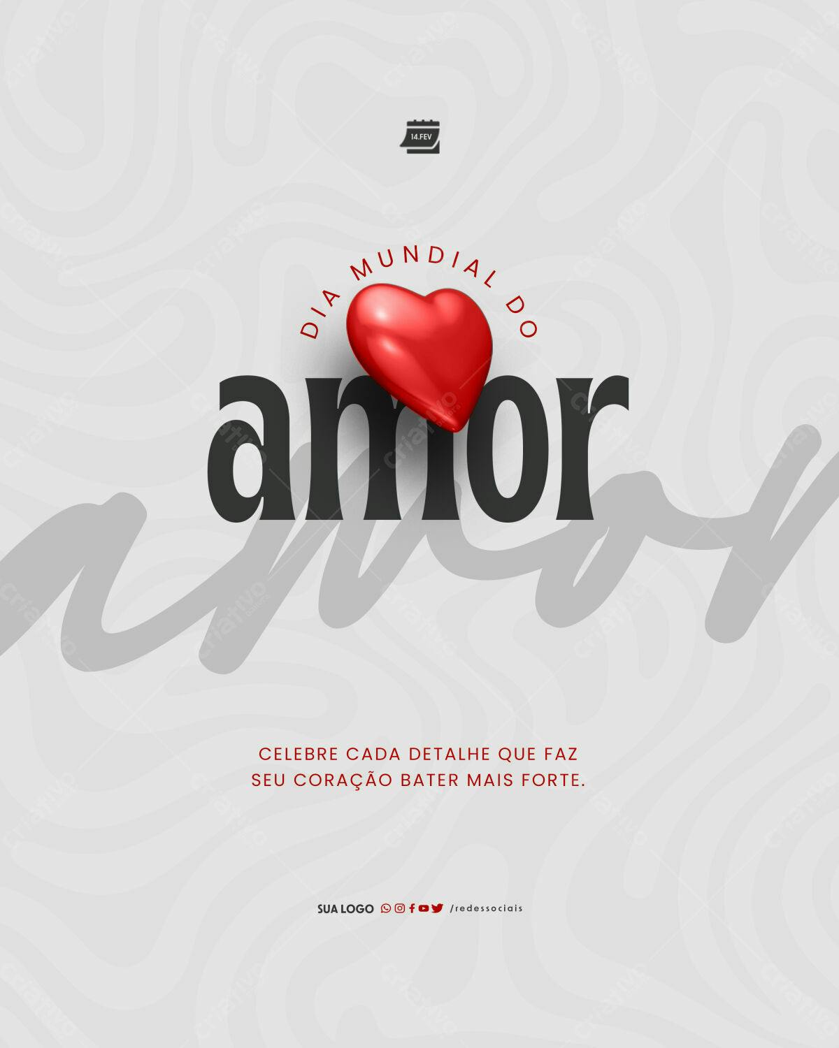 Flyer Dia Mundial do Amor PSD Editável