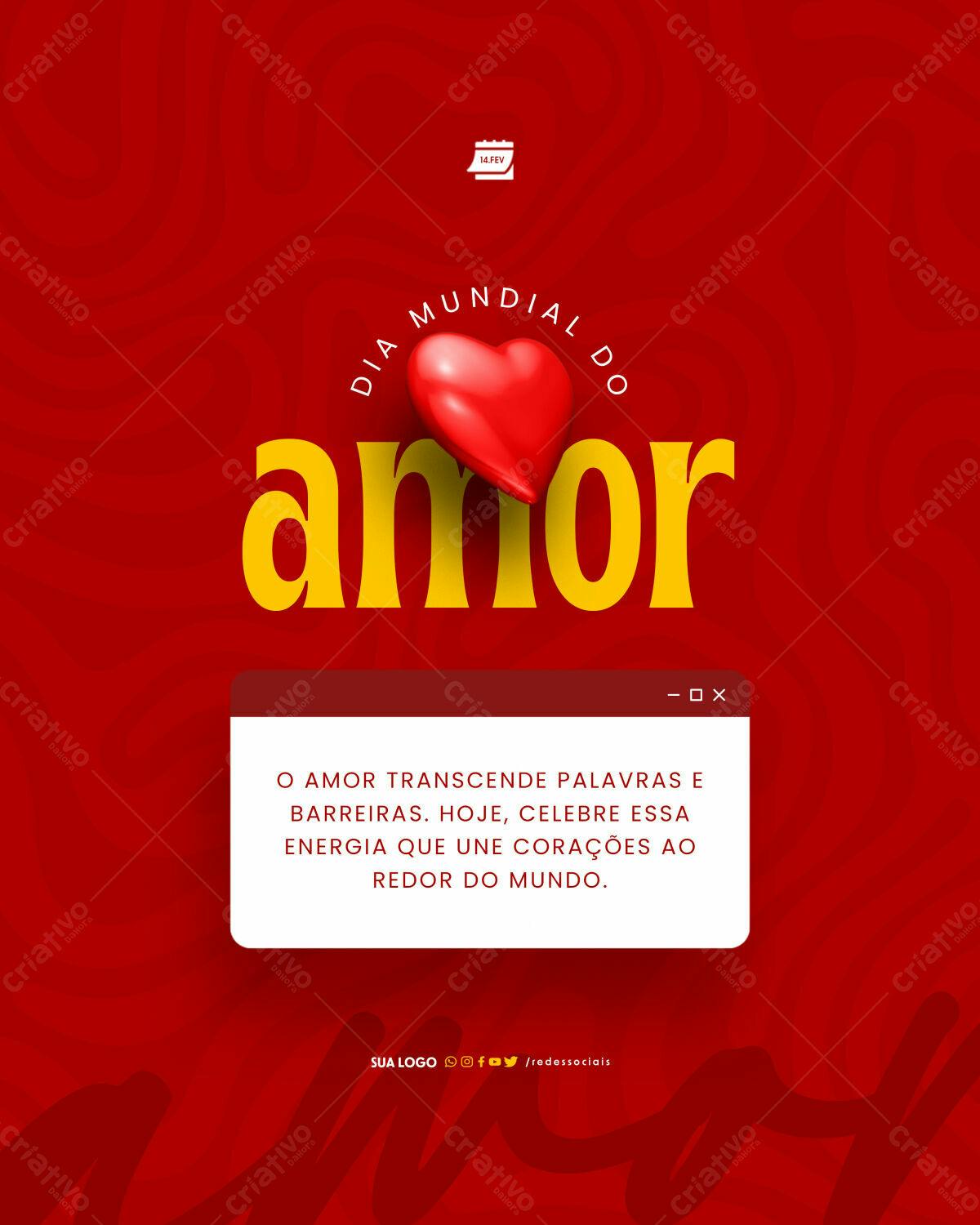 Postagem Dia Mundial do Amor PSD Editável