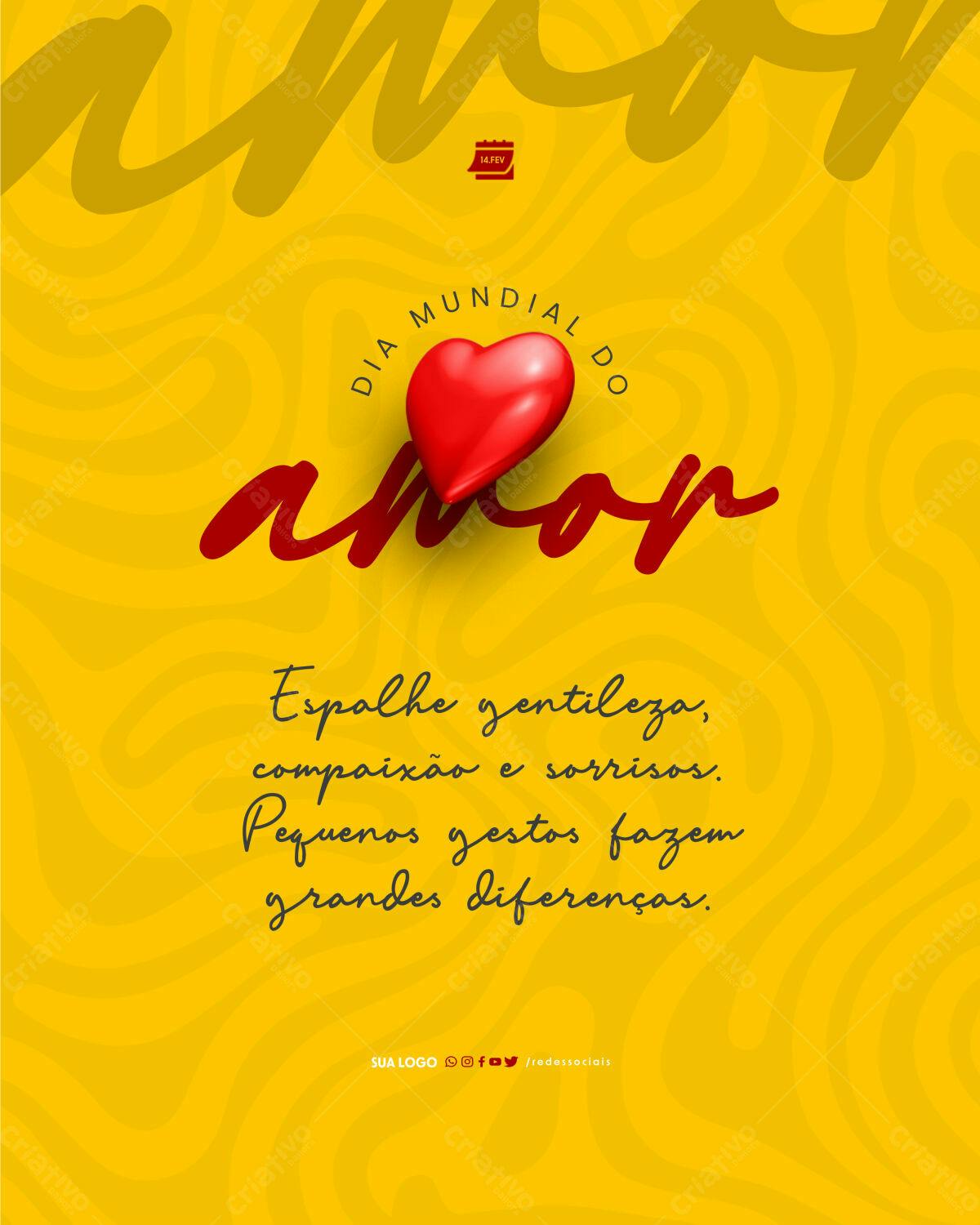 Flyer Dia Mundial do Amor PSD Editável