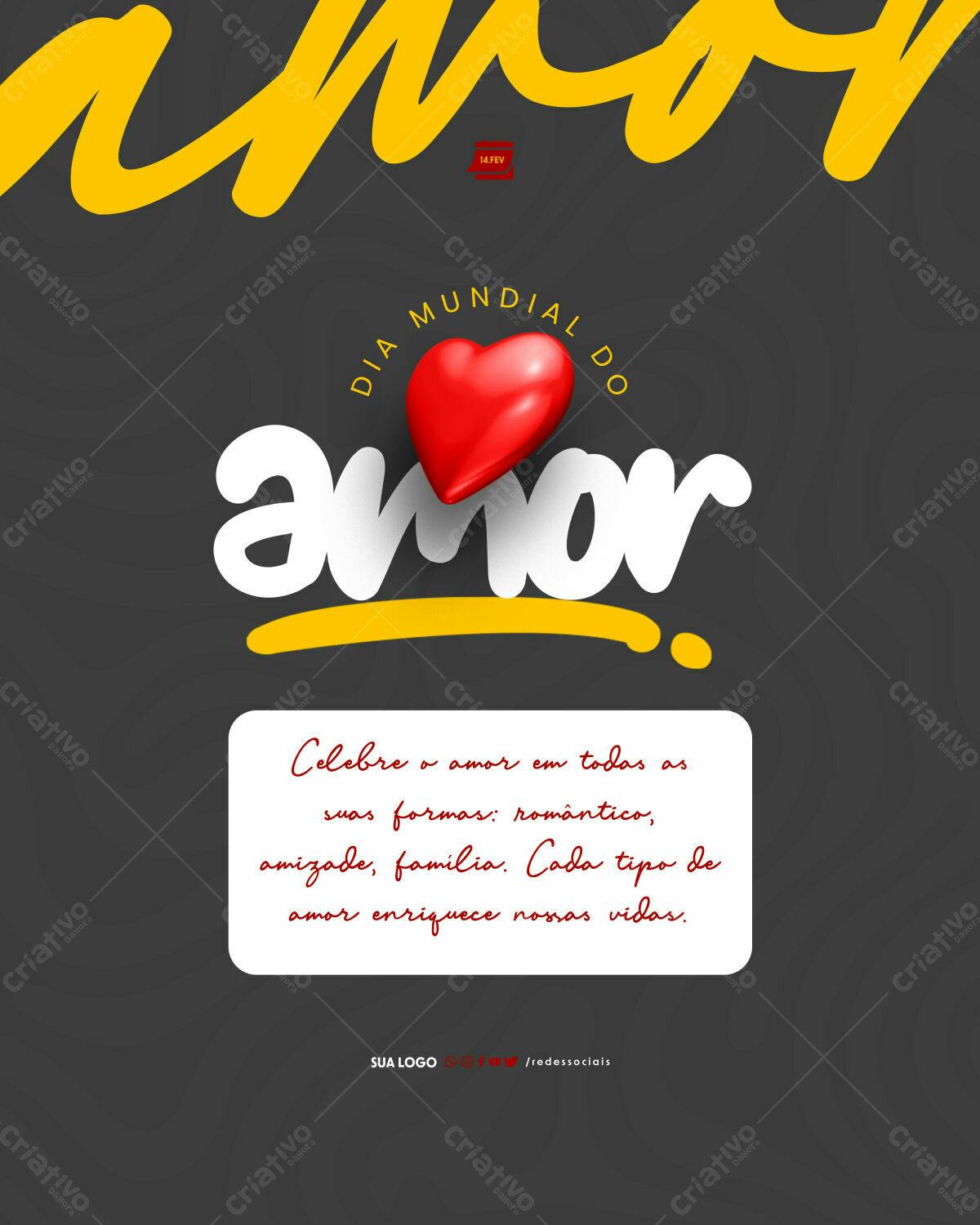Flyer Dia Mundial do Amor PSD Editável