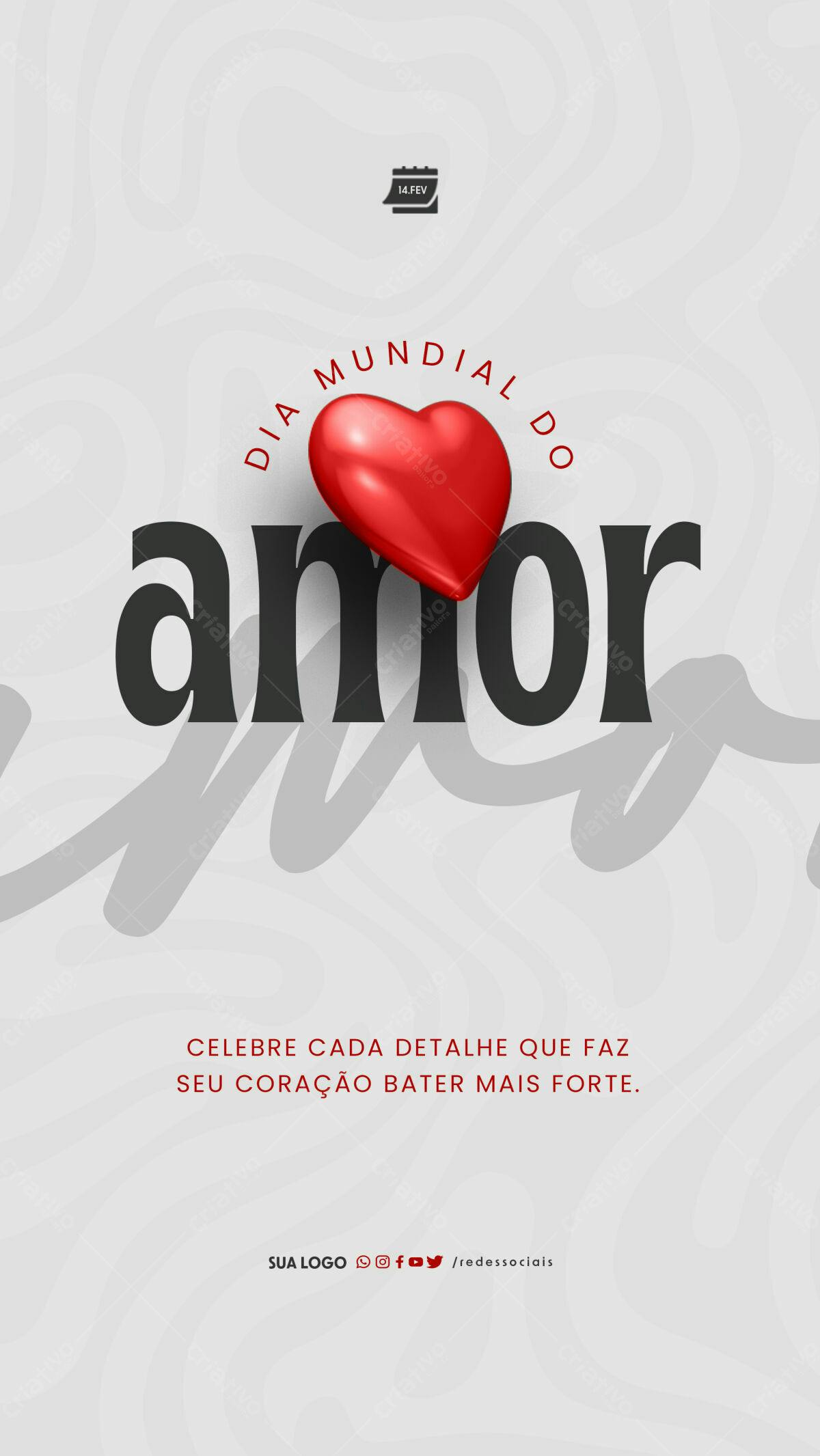Flyer Dia Mundial do Amor PSD Editável