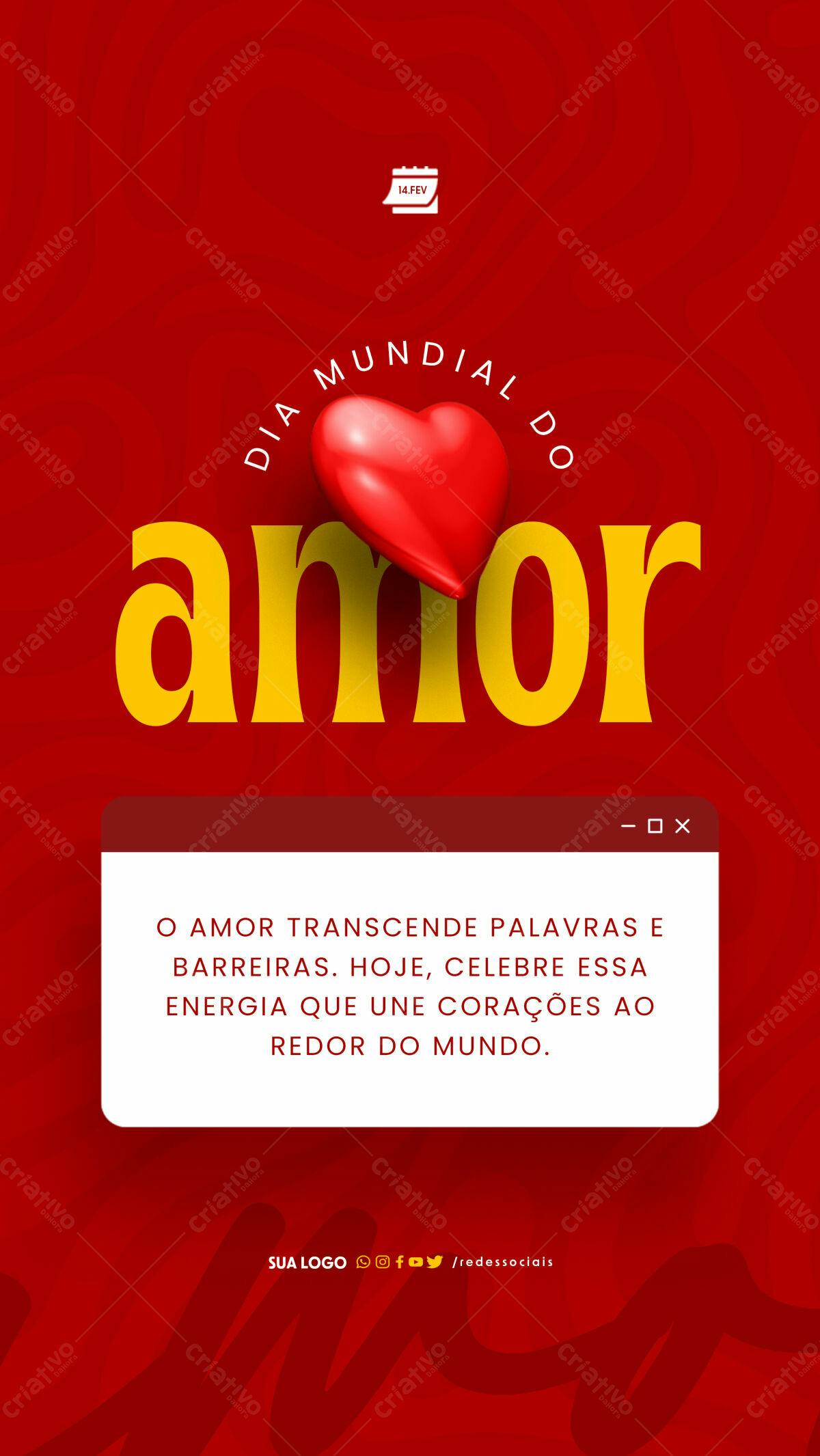 Flyer Dia Mundial do Amor PSD Editável