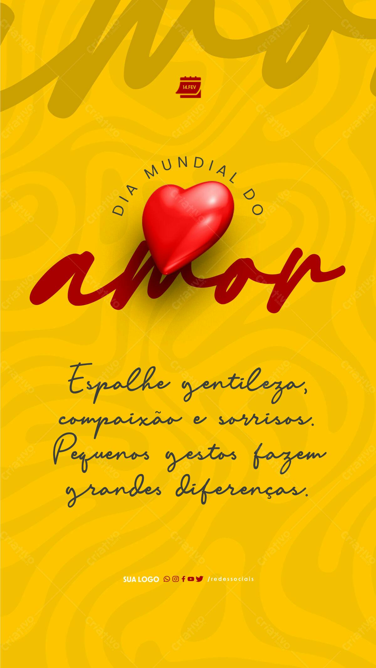 Flyer Dia Mundial do Amor PSD Editável