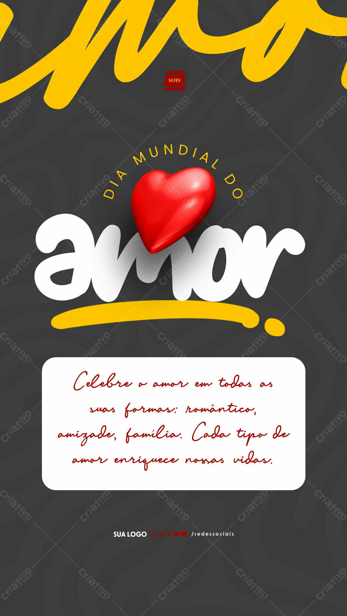 Flyer Dia Mundial do Amor PSD Editável