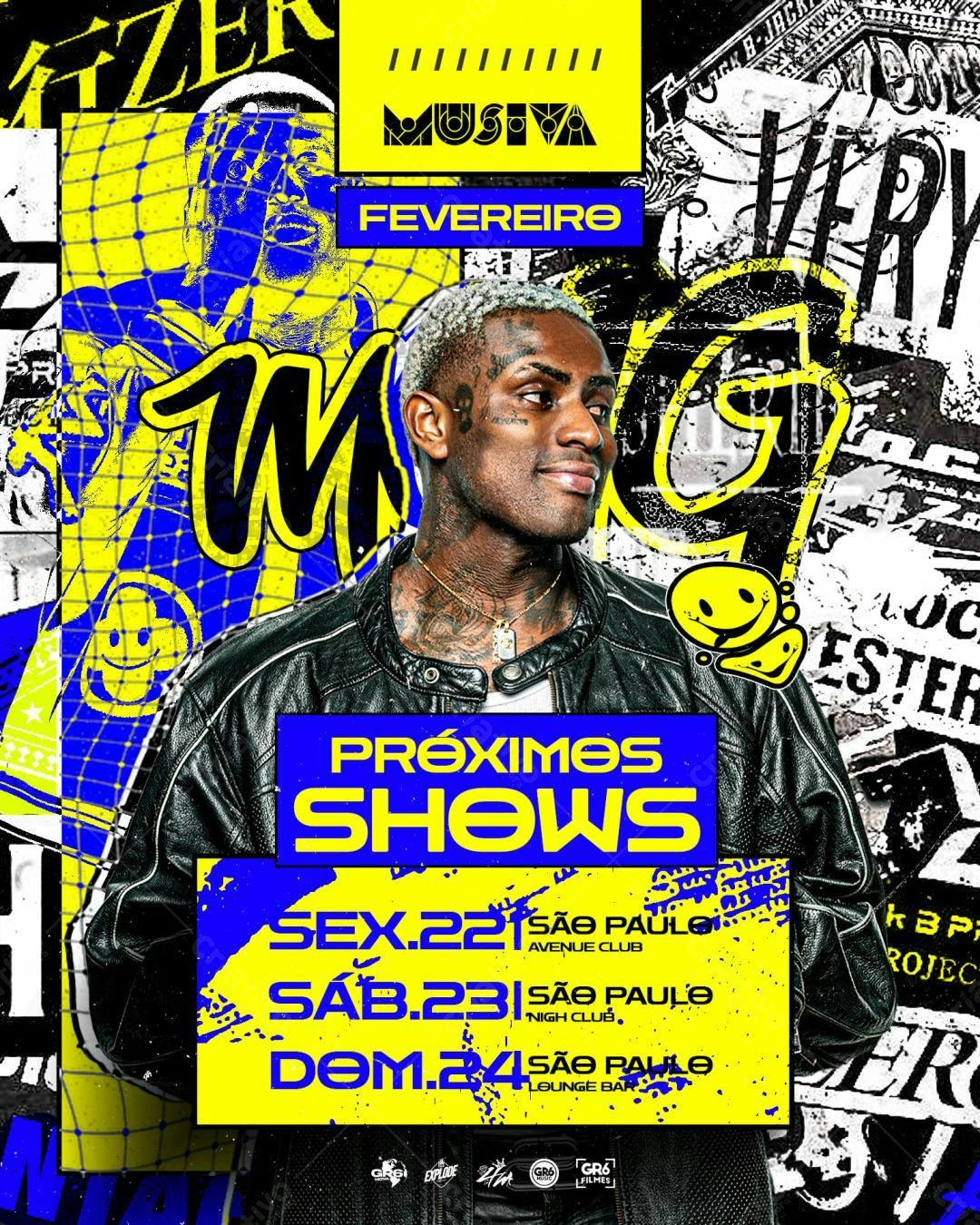 Flyer para Shows do Mustia em SP PSD Editável