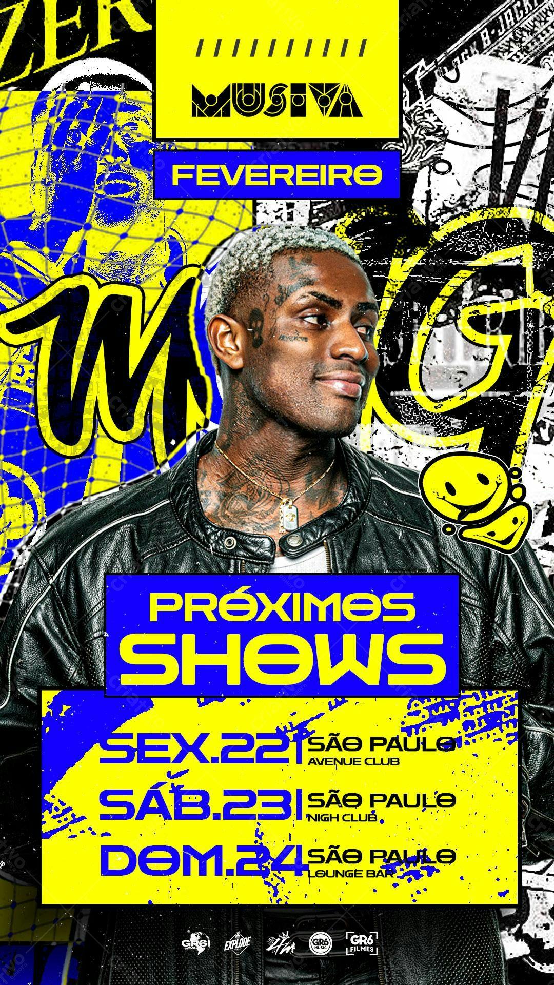 Flyer para Shows Musicais de Musiva PSD Editável