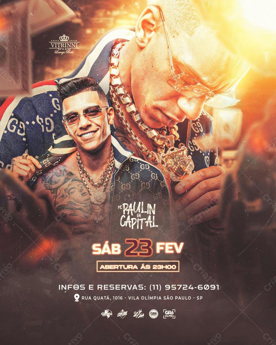 Flyer para Show MC Paulin da Capital PSD Editável