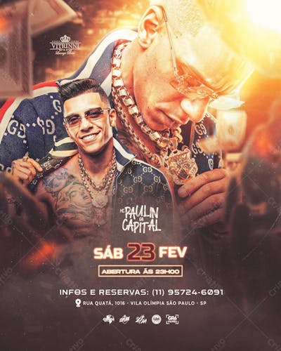 Flyer Feed Funk Mc Paulin Da Capital Sáb