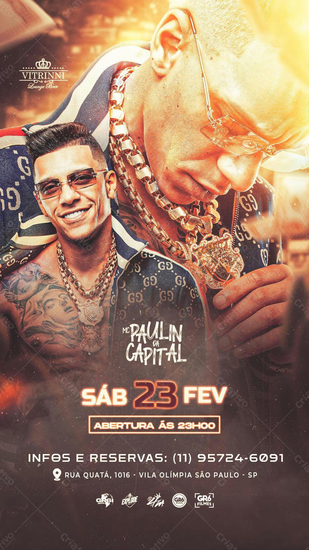Flyer para Show do MC Paulin da Capital PSD Editável