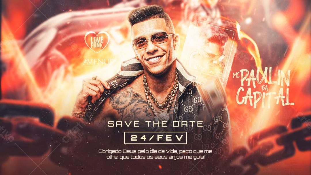 Flyer para Show MC Paulin da Capital PSD Editável