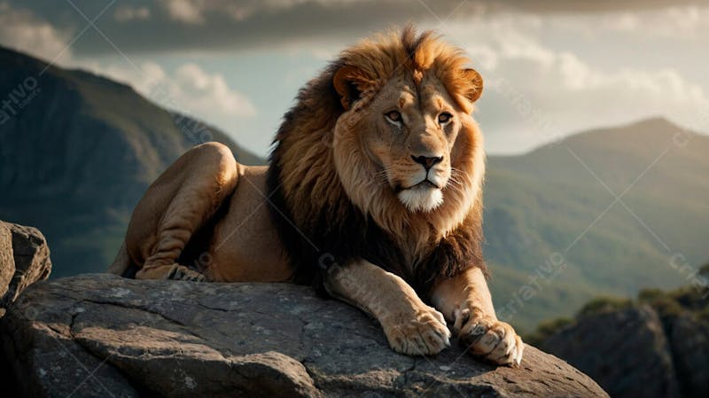 Leão no topo de uma rocha 11