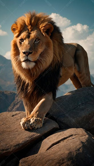 Leão no topo de uma rocha 14