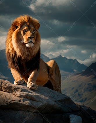 Leão no topo de uma rocha 15