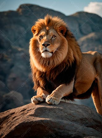 Leão no topo de uma rocha 24