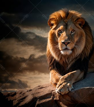 Leão no topo de uma rocha 50