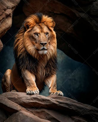 Leão no topo de uma rocha 58