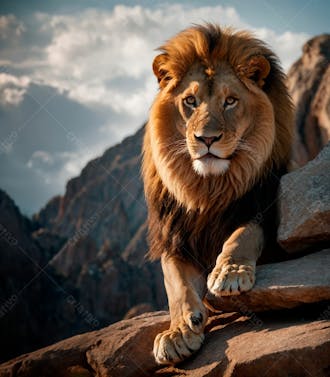 Leão no topo de uma rocha 63