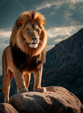 Leão no topo de uma rocha 65
