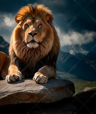 Leão no topo de uma rocha 69